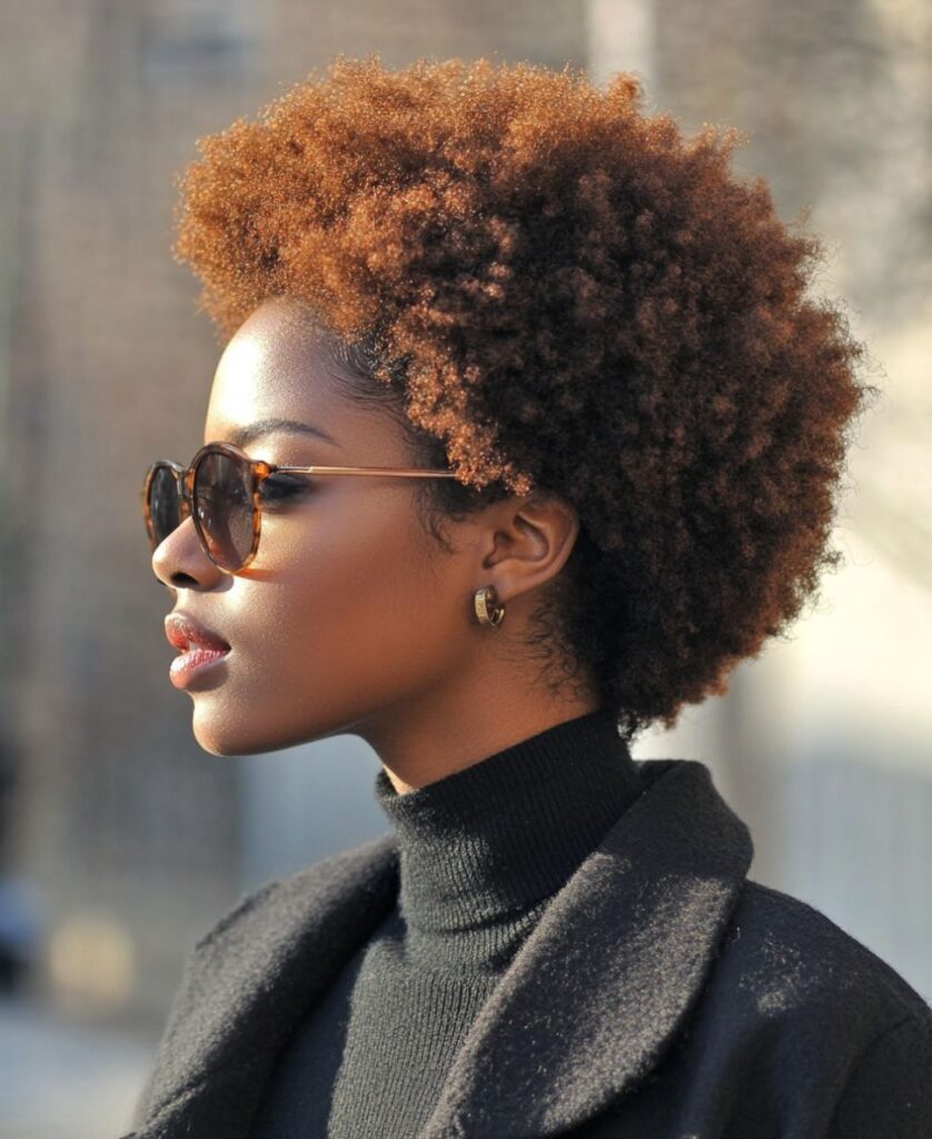 a lady with brown Afro Hair