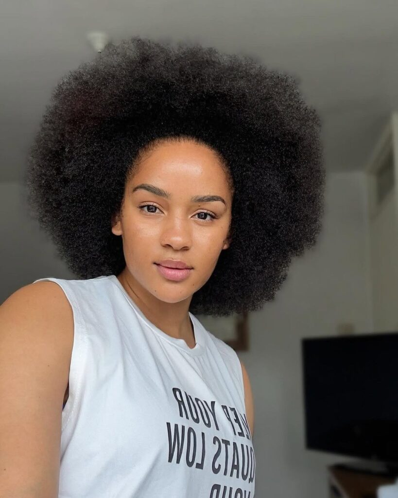 a fair lady with Healthy Afro hair