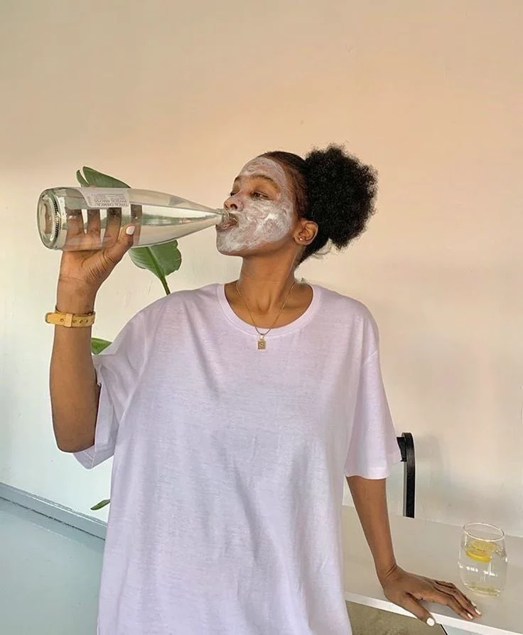 a lady drinking water