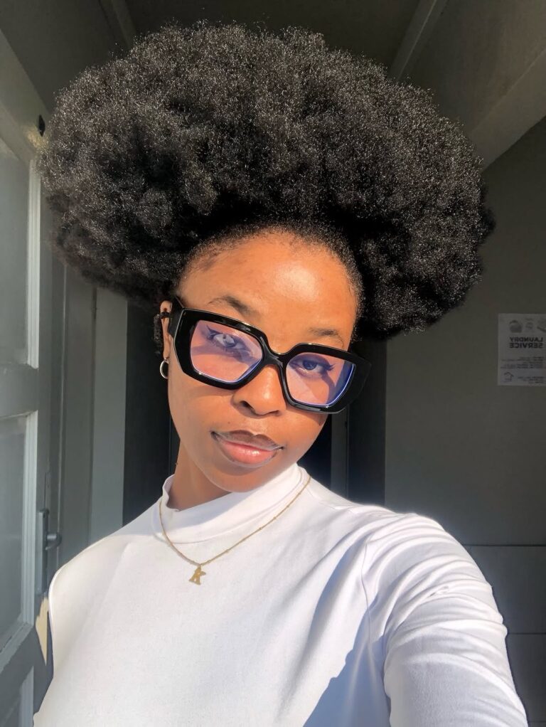 a lady with Afro care