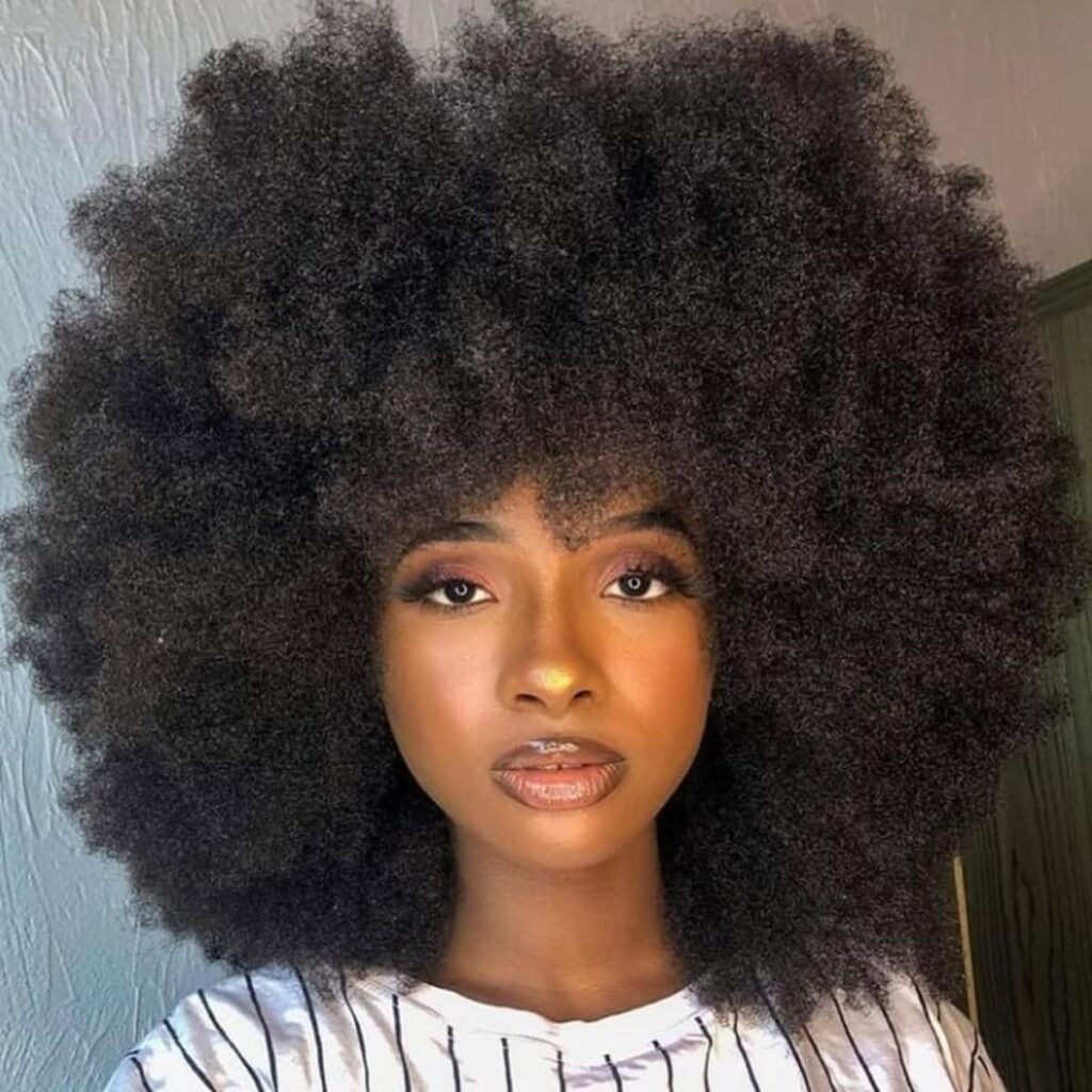 a girl with afro natural hair