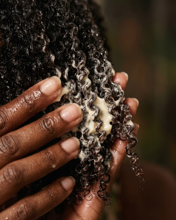 someone applying hair butter