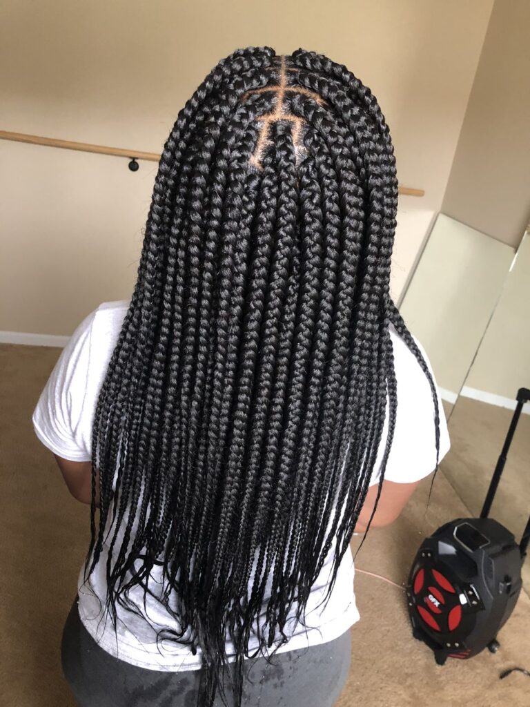 someone with box braids