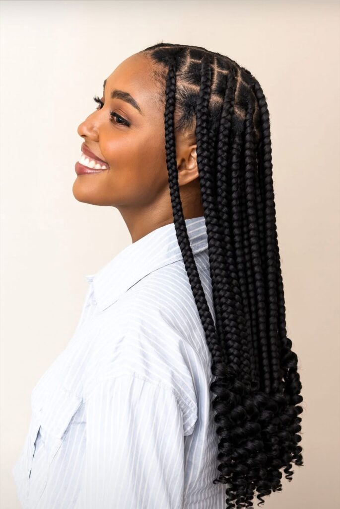 a girl with braid protective styling
