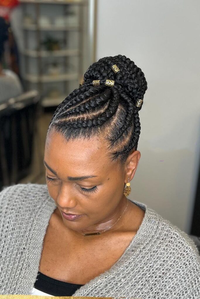a lady with braided updo