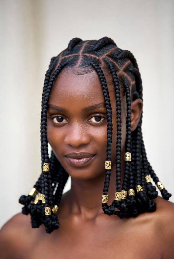 someone with braids with cuffs