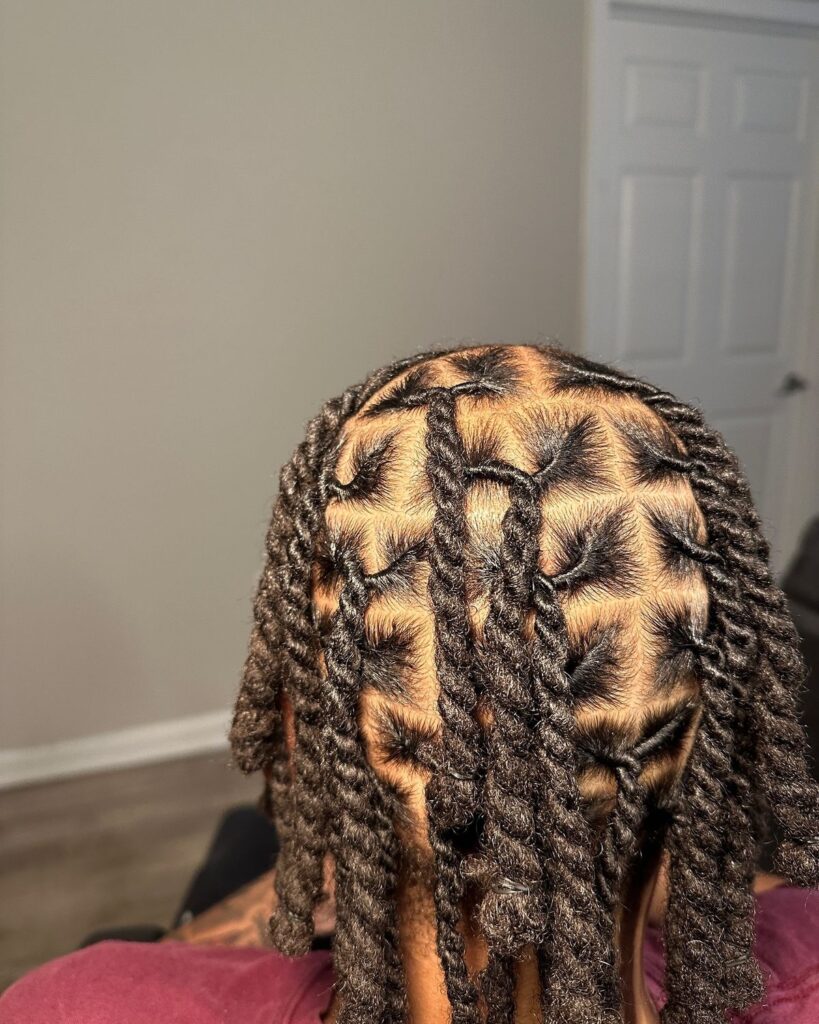 someone with chunky two strand hairstyle