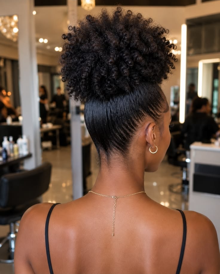 a picture of high afro puff style