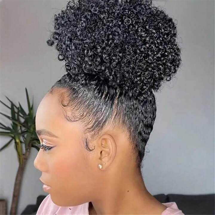 someone with curly puff hair
