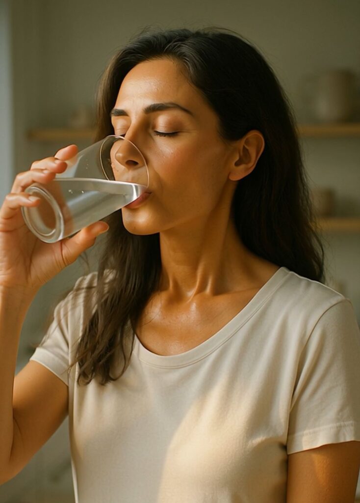 someone drinking water 