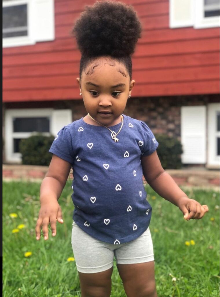 a little child that her hair was packed to the front