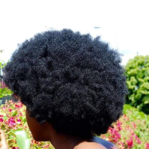 a full afro hair with low porosity