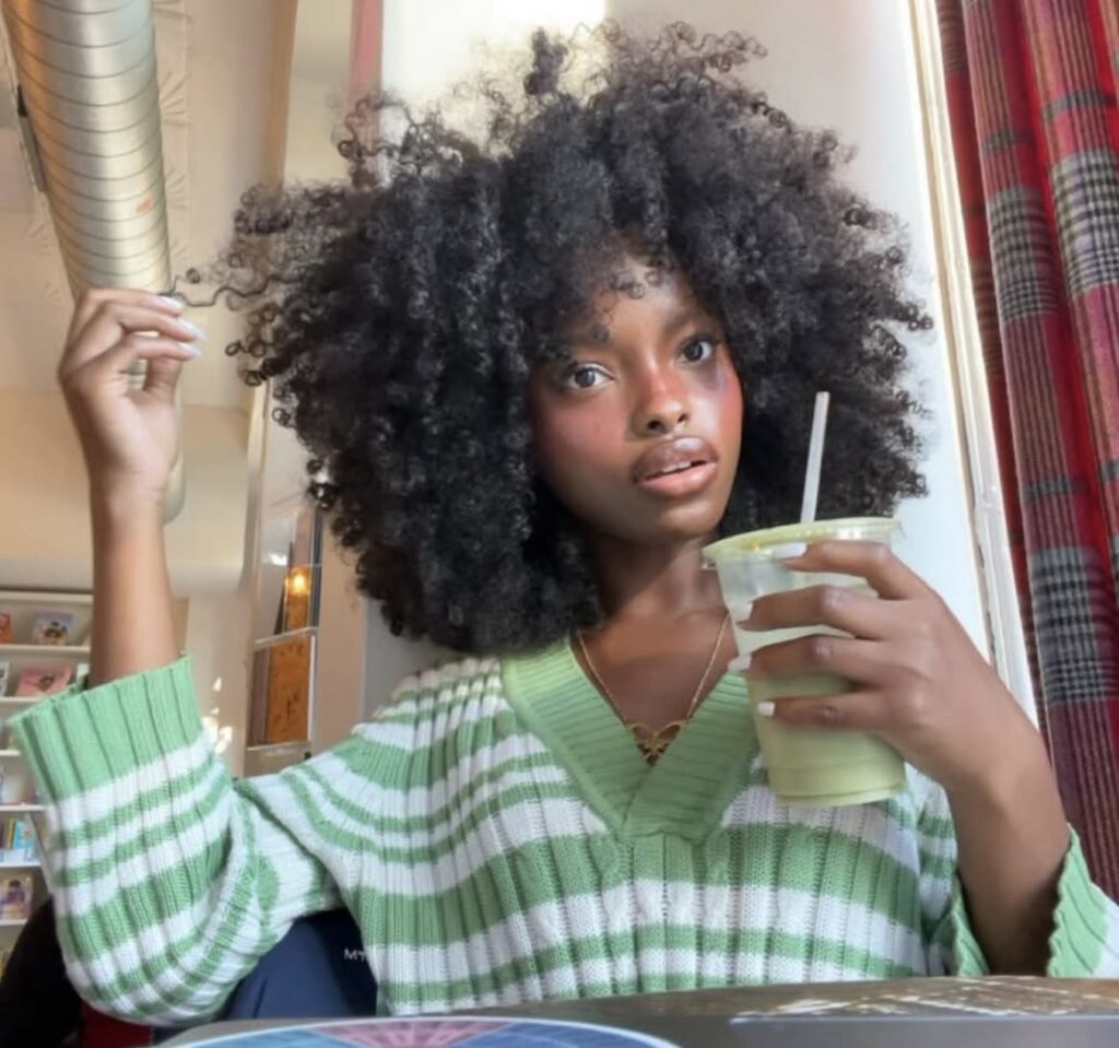 girl with afro hair talking to hair stylist about 4A vs 4B vs 4C curl