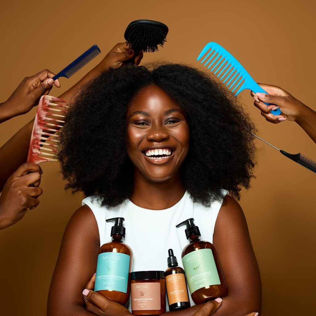 picture of a girl with hair products