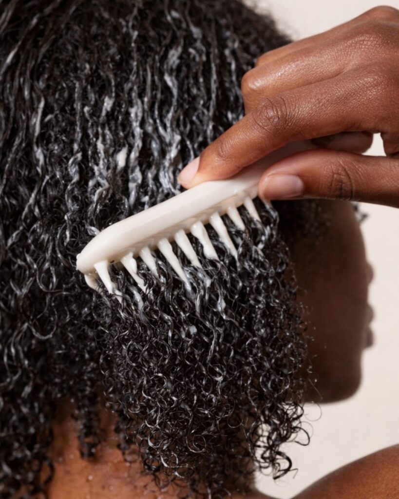 someone sealing her hair