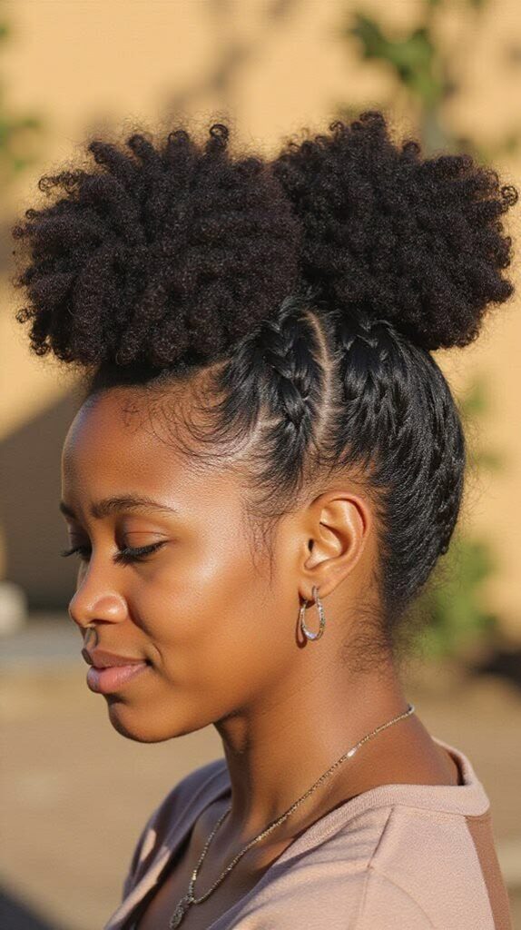 a girl with protective styling