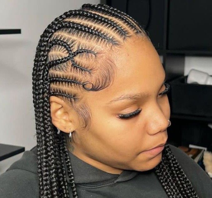a neat feed in braids