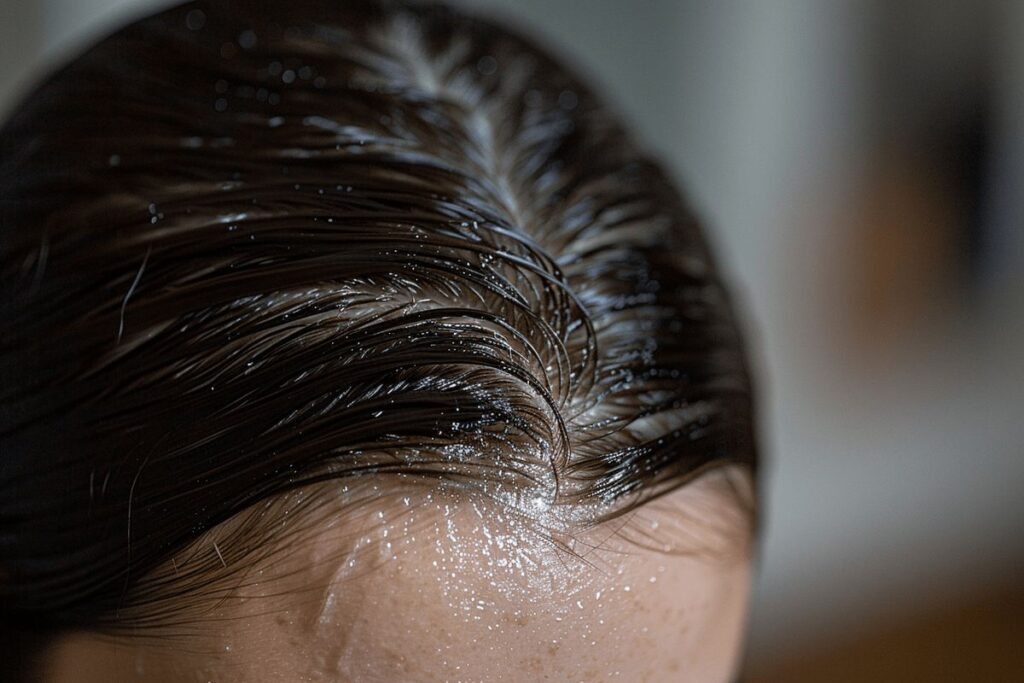 someone with oily scalp