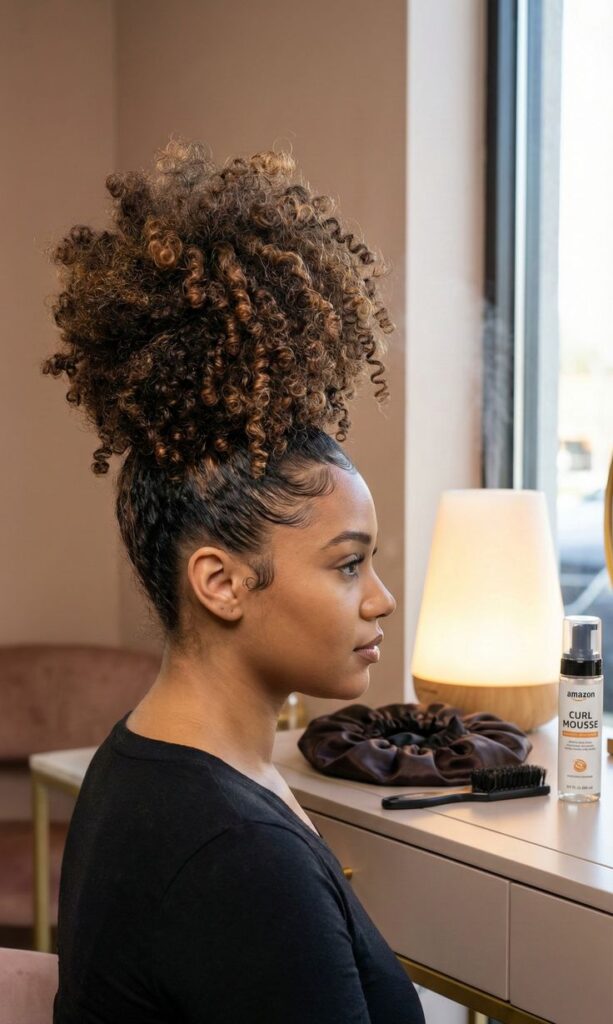 a girl with pineapple and go quick natural hairstyle