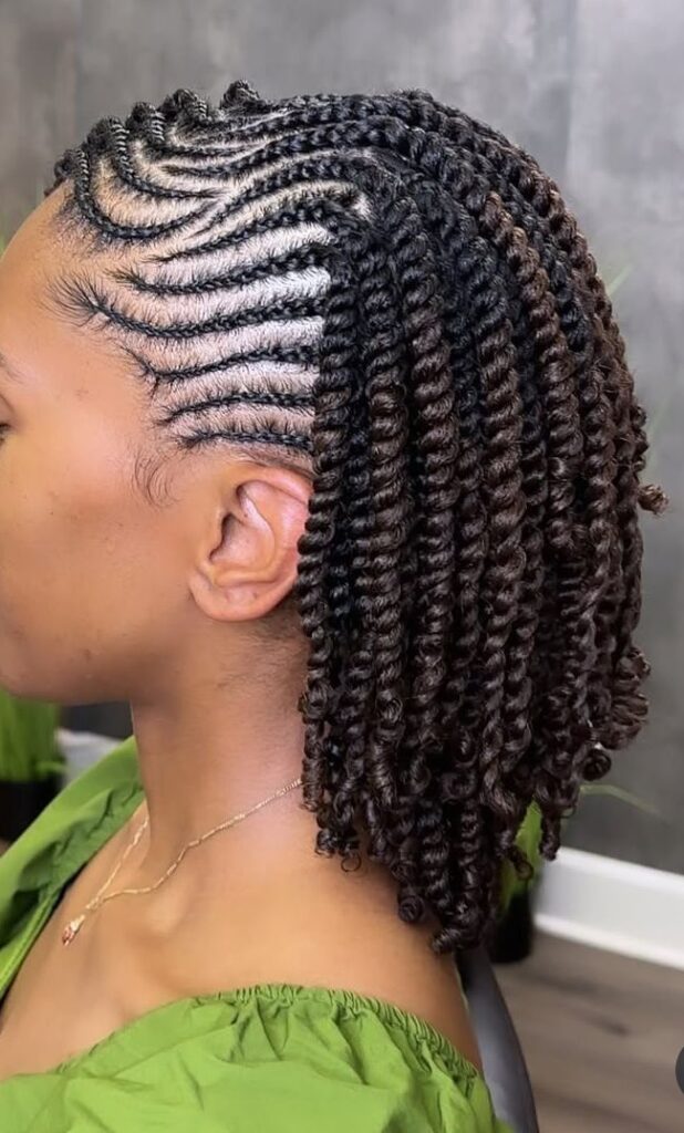 a girl with protective style as part of hair retention tips