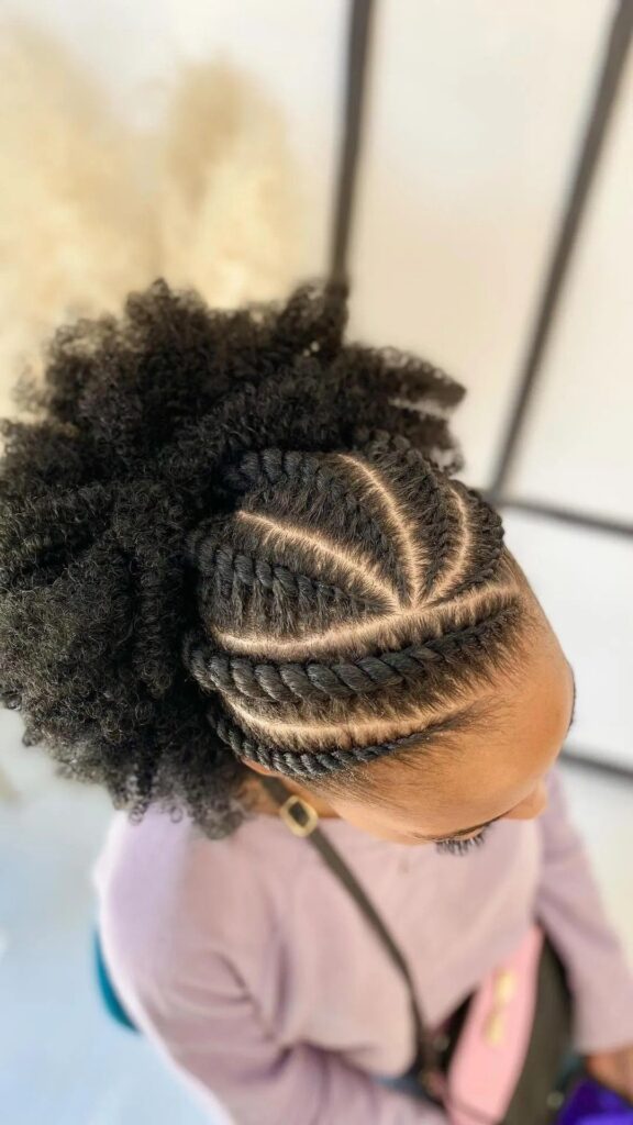 picture of a hair packed down with flat twist at the front
