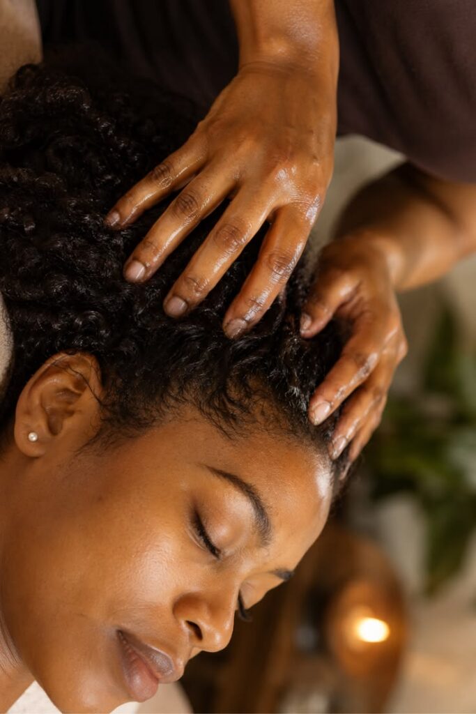 someone receiving scalp massage