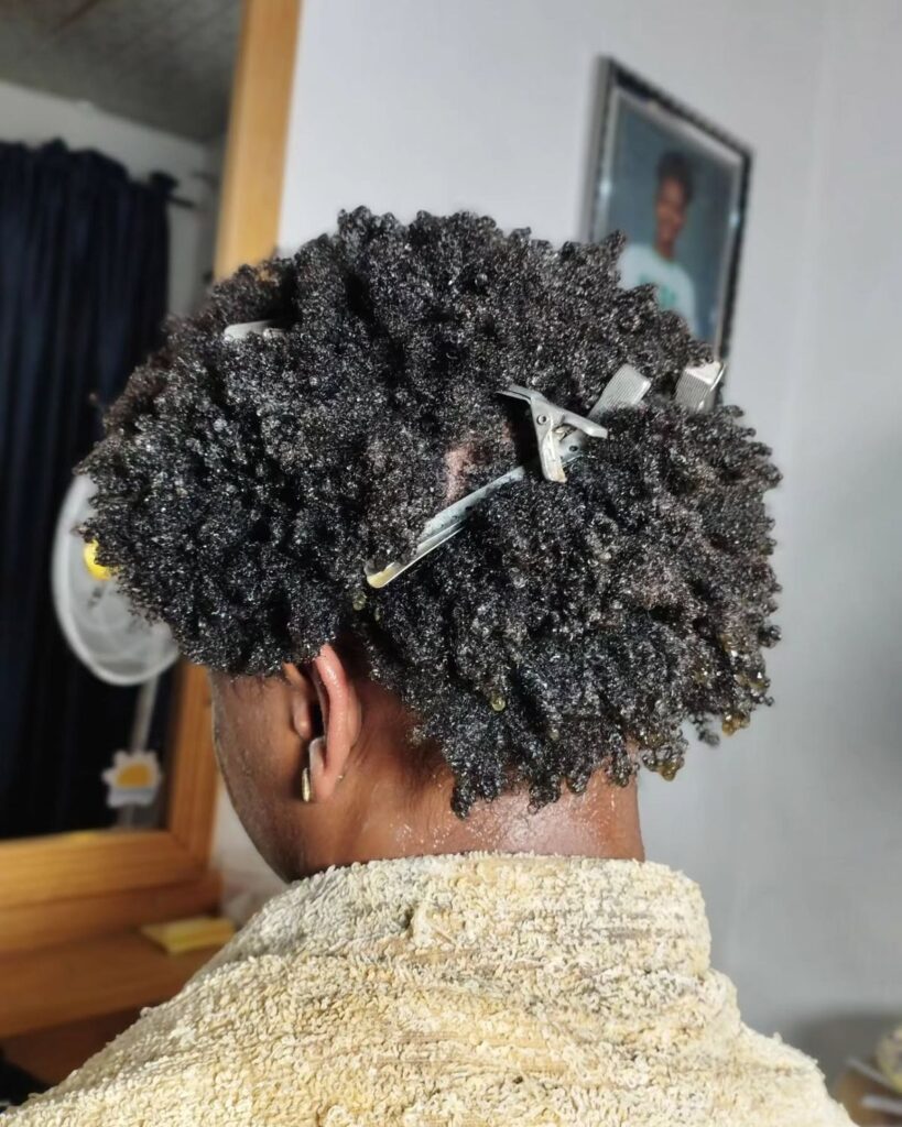 someone sealing her hair