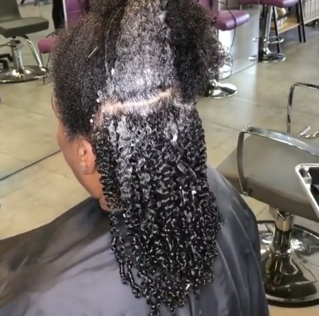 someone getting a curl pattern