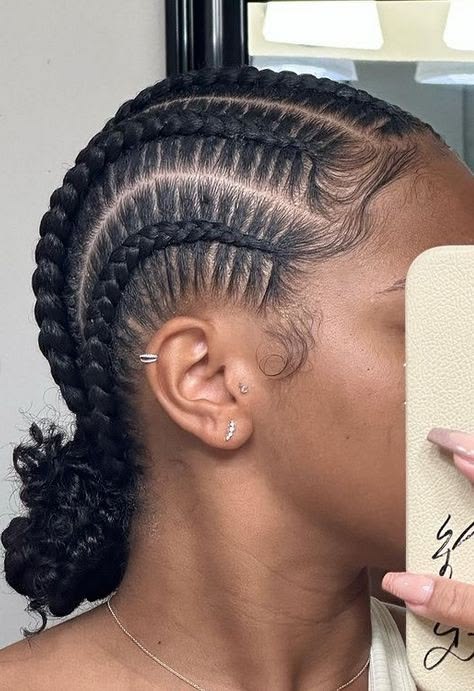 picture of stitched braids protective style for afro hair