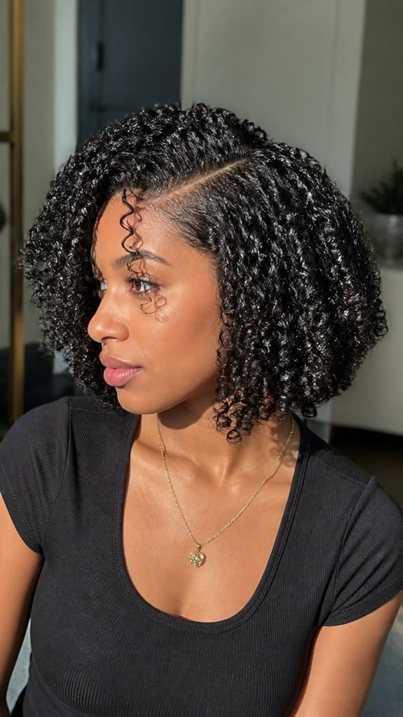 girl with wash and go 4B hair comparing 4A vs 4B vs 4C hair curl
