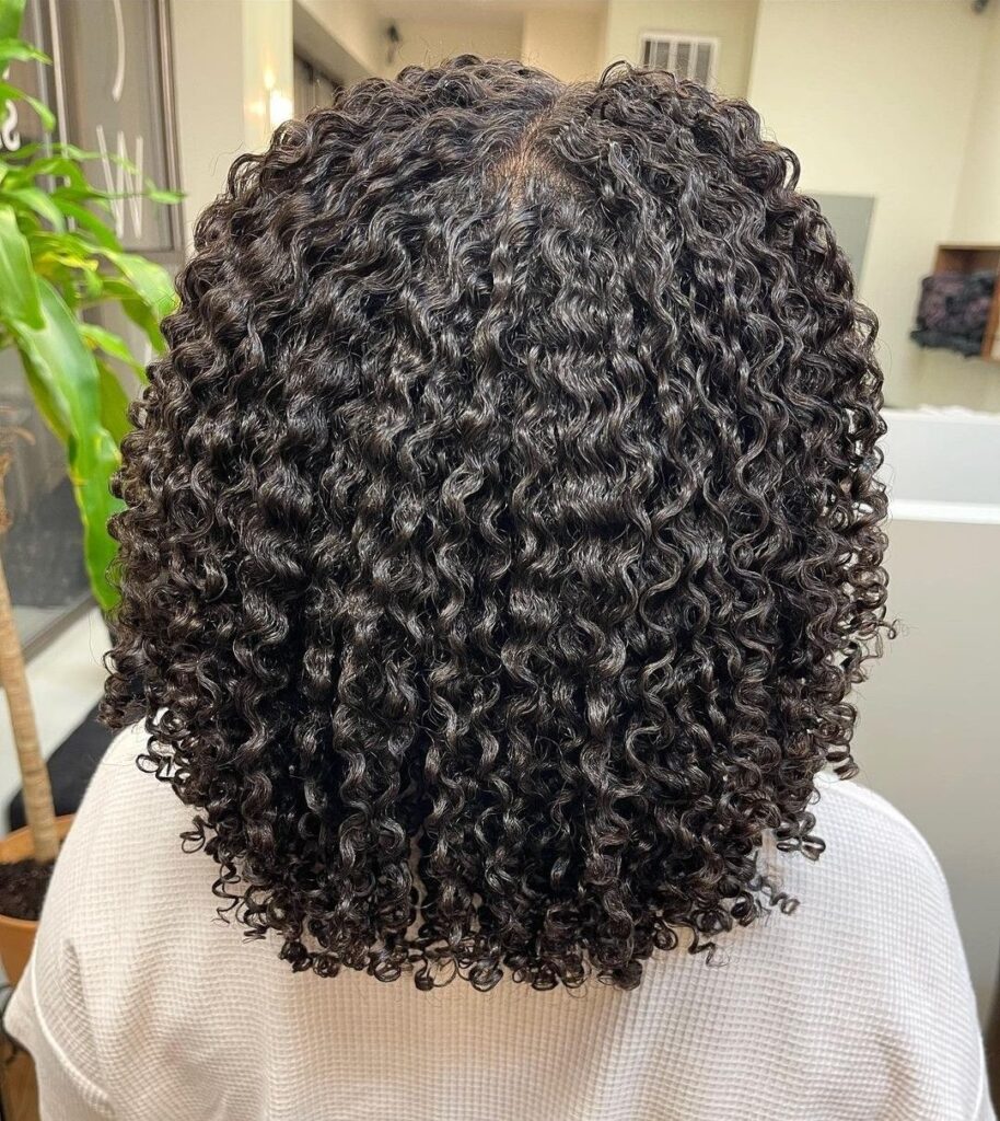 wash and go hair with a curl pattern