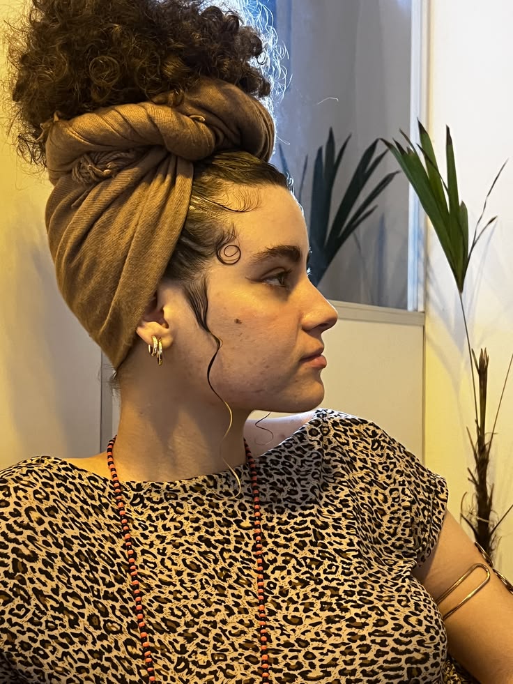 a fair girl with wash and go with scarf