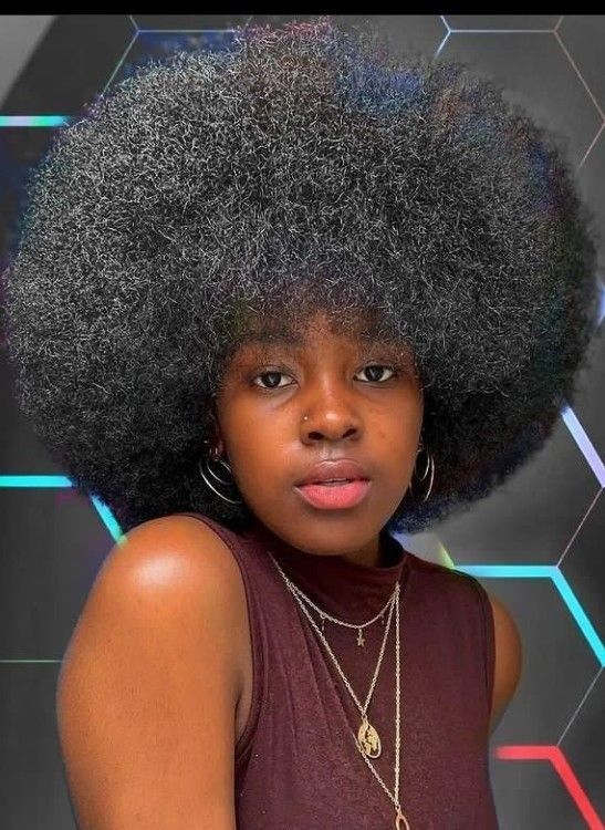 a girl with wide afro hair