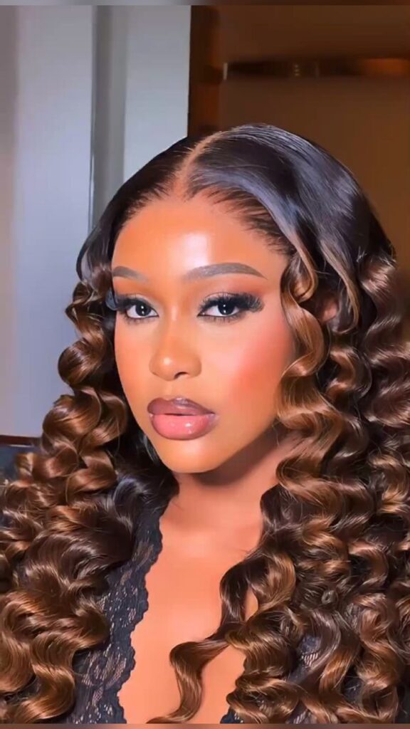 a lady with wig style