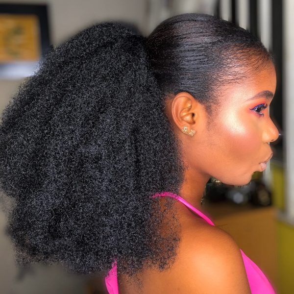 someone with ponytail natural hair