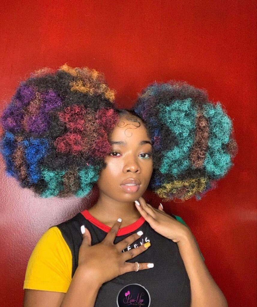 someone with colored extensions blend