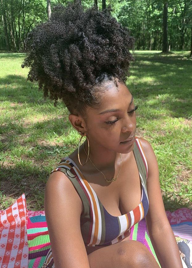 someone with pineapple natural hair