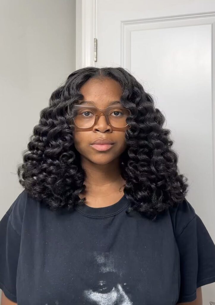someone with hair with perm rods