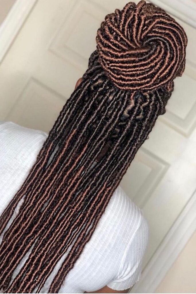 someone with faux locs as protective styles for length retention