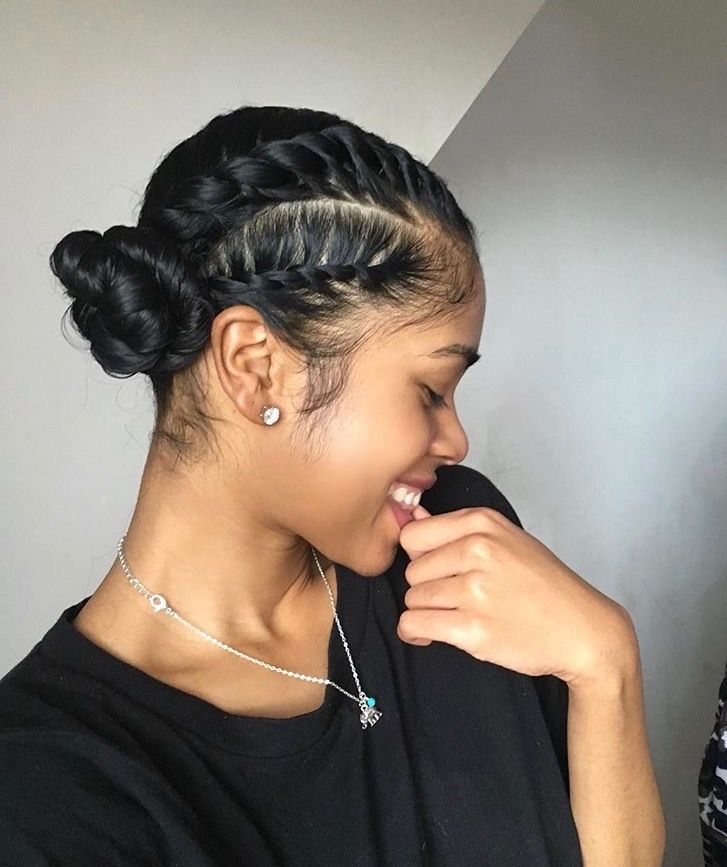 someone with flat twist side updo