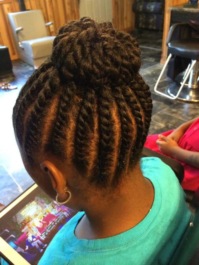 someone with flat twist updo