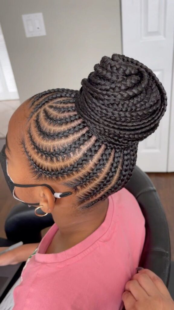 someone with french braid updo