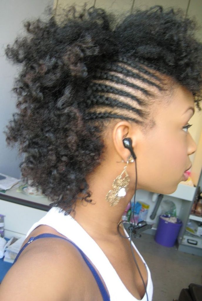 someone with frohawk with twisted side