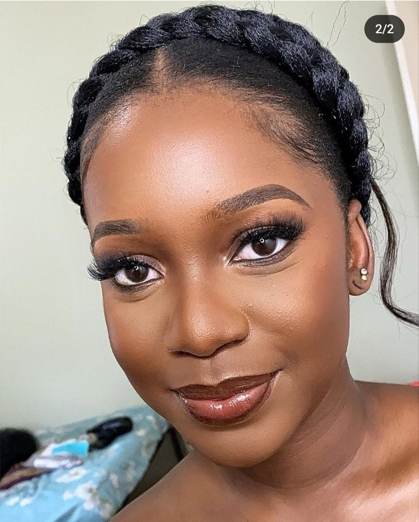someone with halo braid with natural look