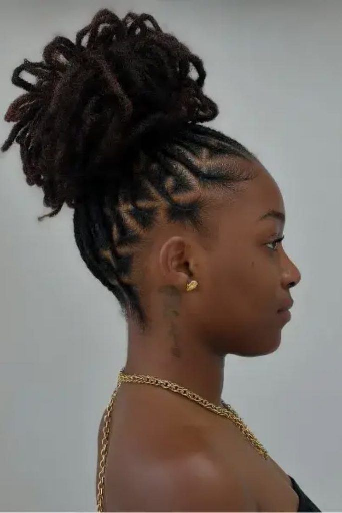someone with loc updo professional hairstyle for the office