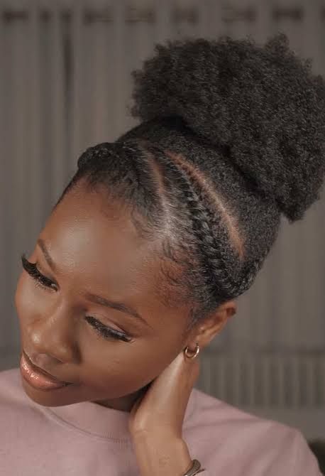 someone with puff with flat twist base
