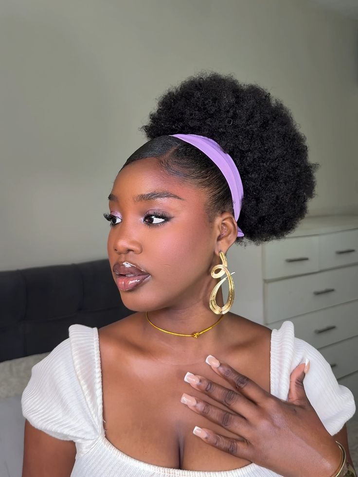 someone with puff with headband styles for natural hair