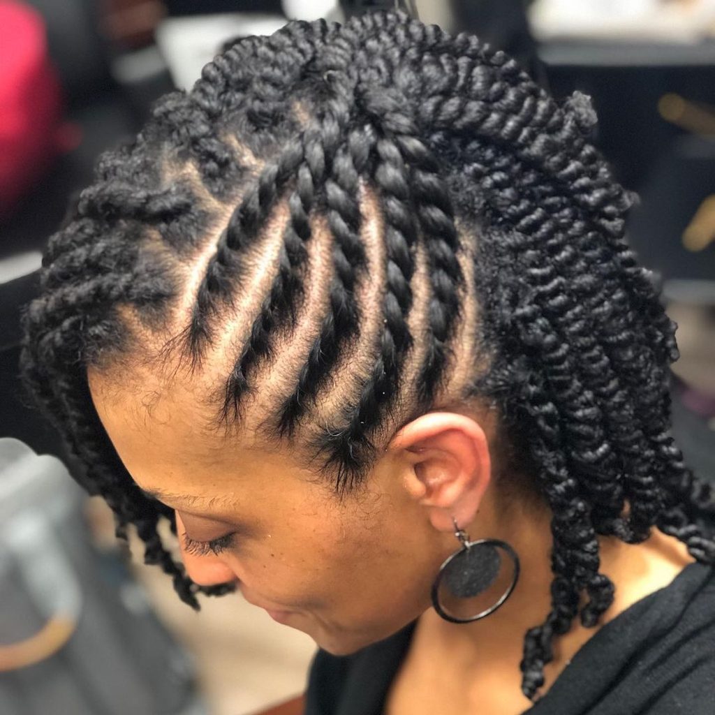 someone with side flat twists with defined end