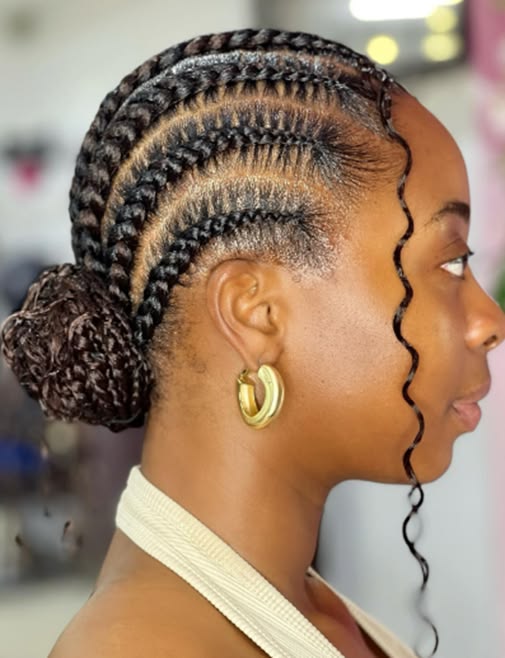 someone with straight back cornrows professional hairstyle for the office