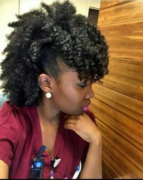 someone with twist out mohawk on long hair